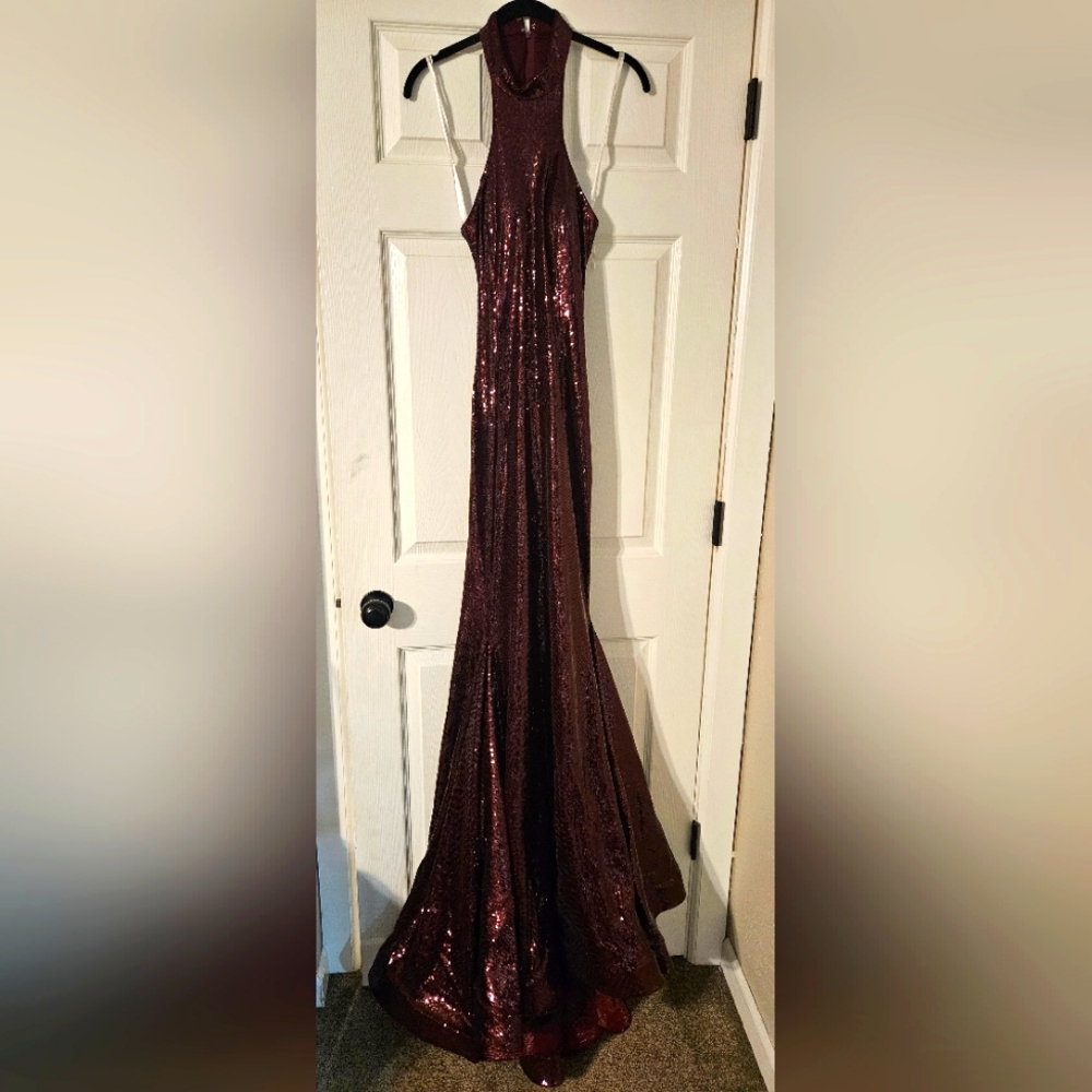 Ava Presley Burgundy Prom Dress mermaid‎ style size 8 nwot